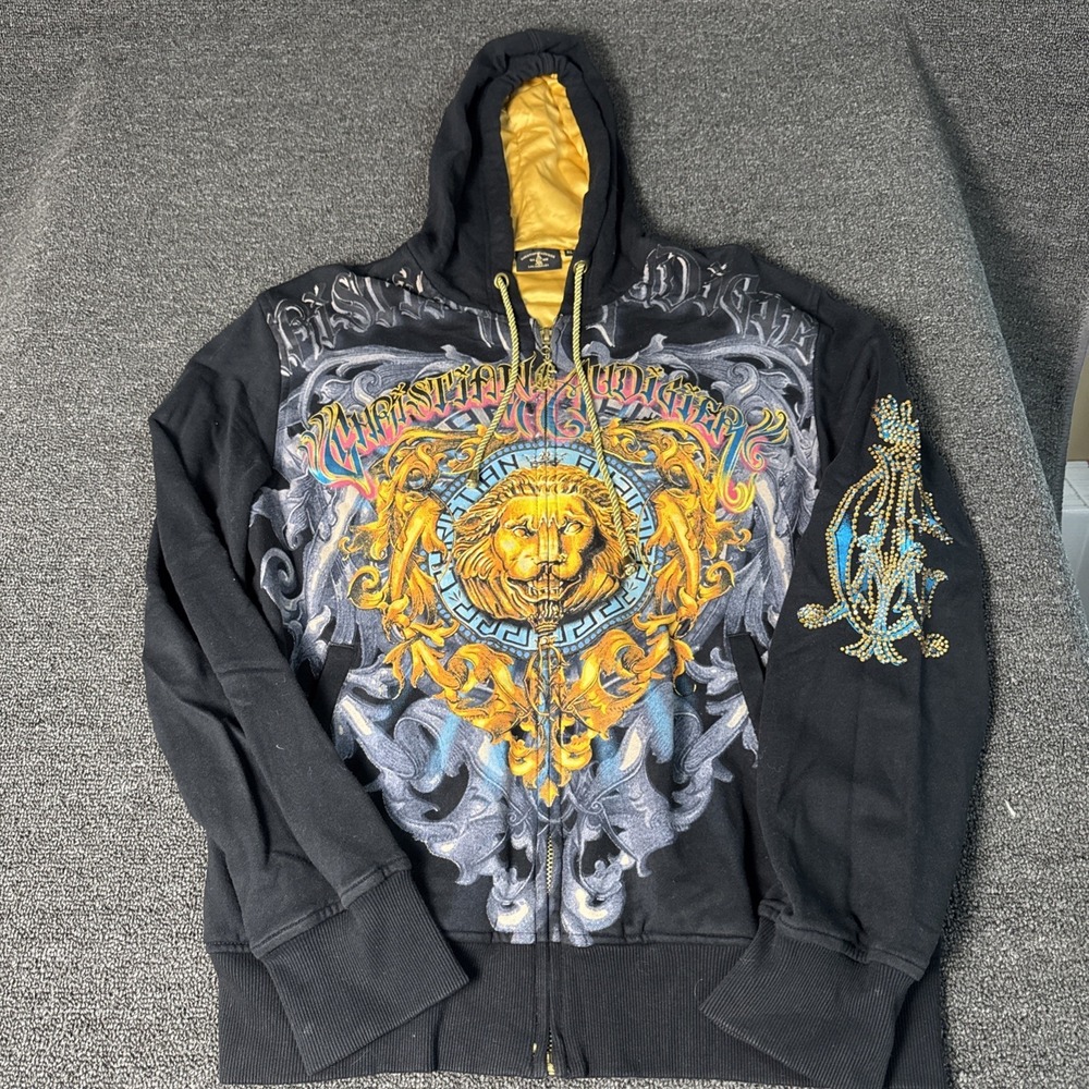 christian audigier zip up hoodie men XL #1035